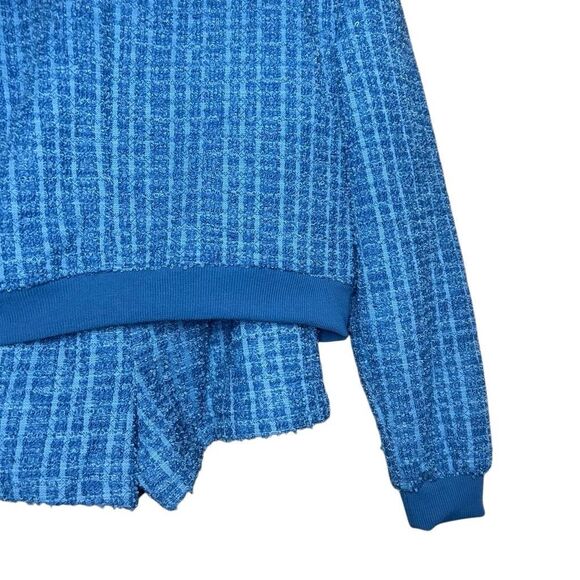 Madden NYC Blue Long Sleeve Tweed Bomber Jacket Tank Top Skort 3 Piece Set - Picture 6 of 15